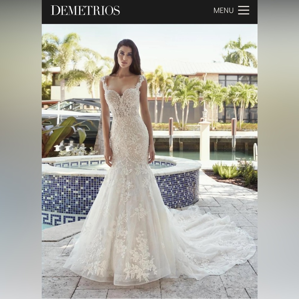 Demetrios Ivory Lace Wedding Dress